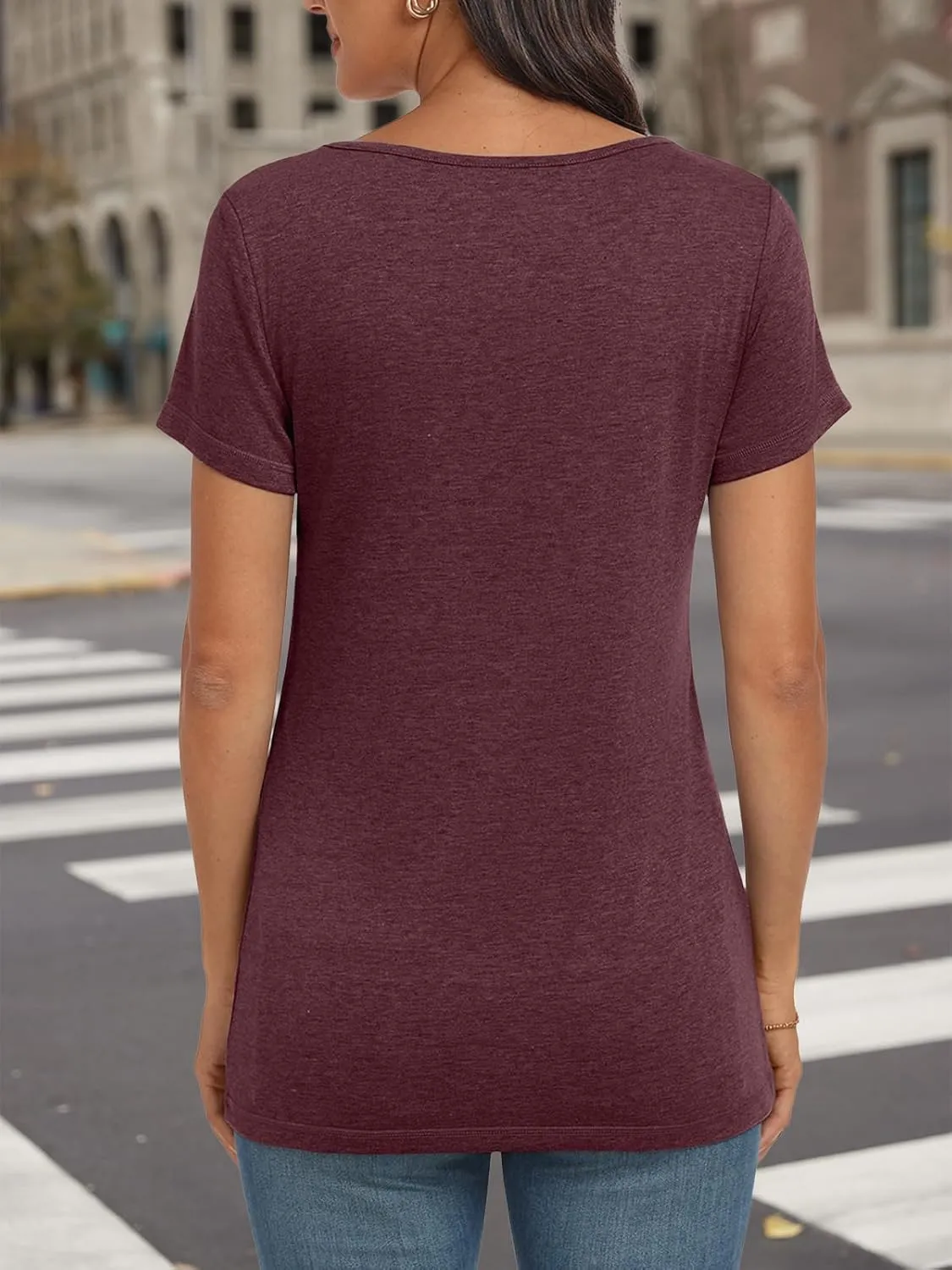 AUTOMET Womens Tops Casual Spring Summer Tshirts 2025 Short Sleeve Square Neck Basic Tee Outfits