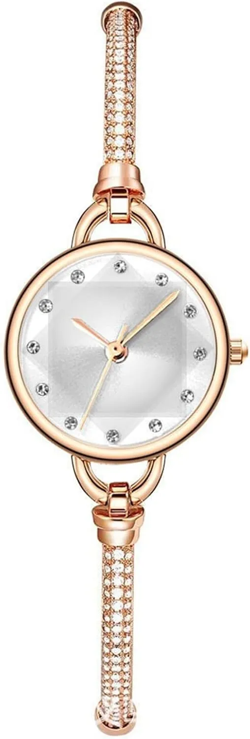Avaner Women's Rhinestone Bracelet Watches: Rose Gold Slim Strap Analog Quartz Ladies Elegant Dress Wrist Watches