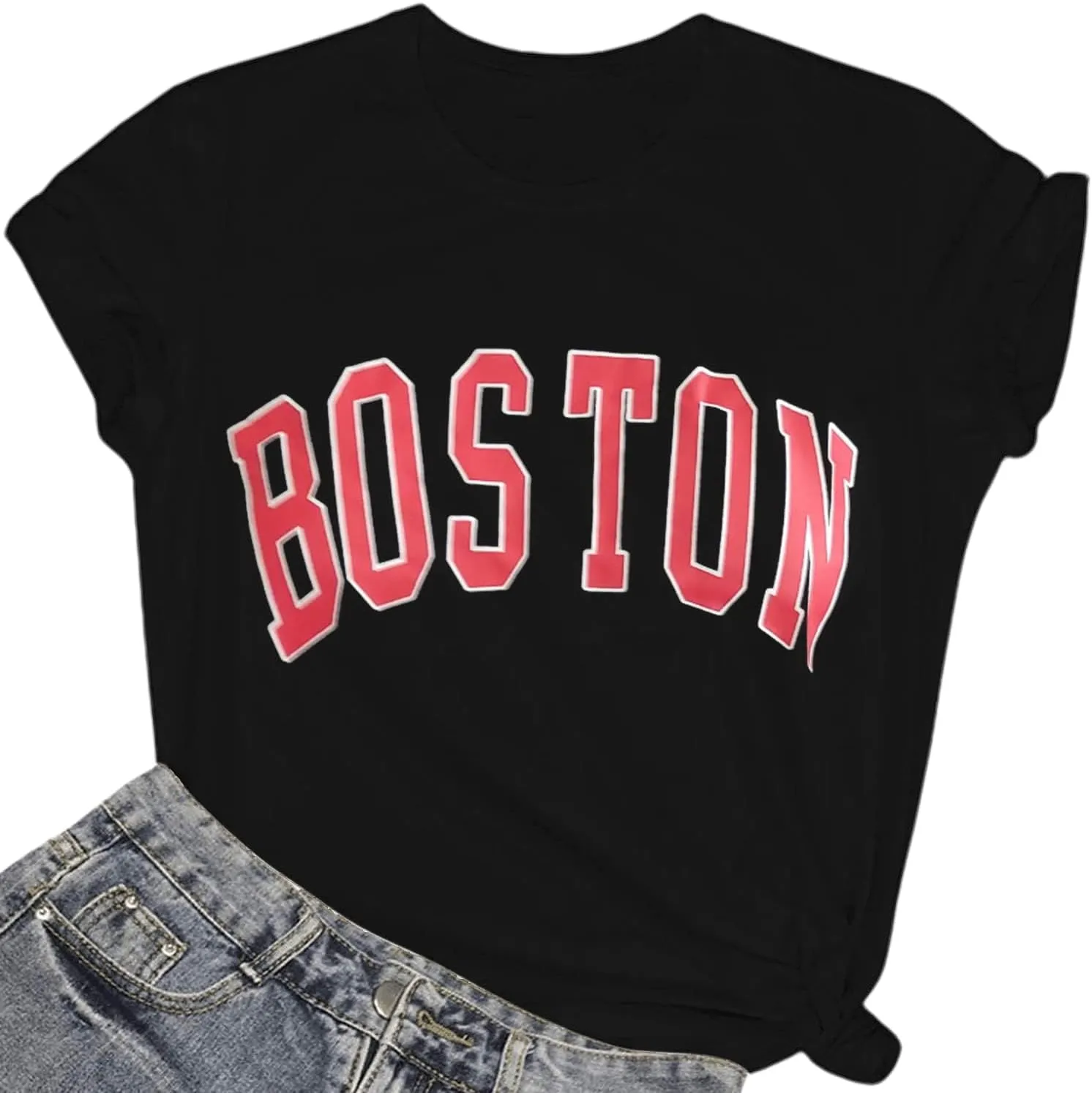Avanova Womens Graphic Letter Print Short Sleeve T-Shirts Crewneck Casual Summer Cute Tees Tops