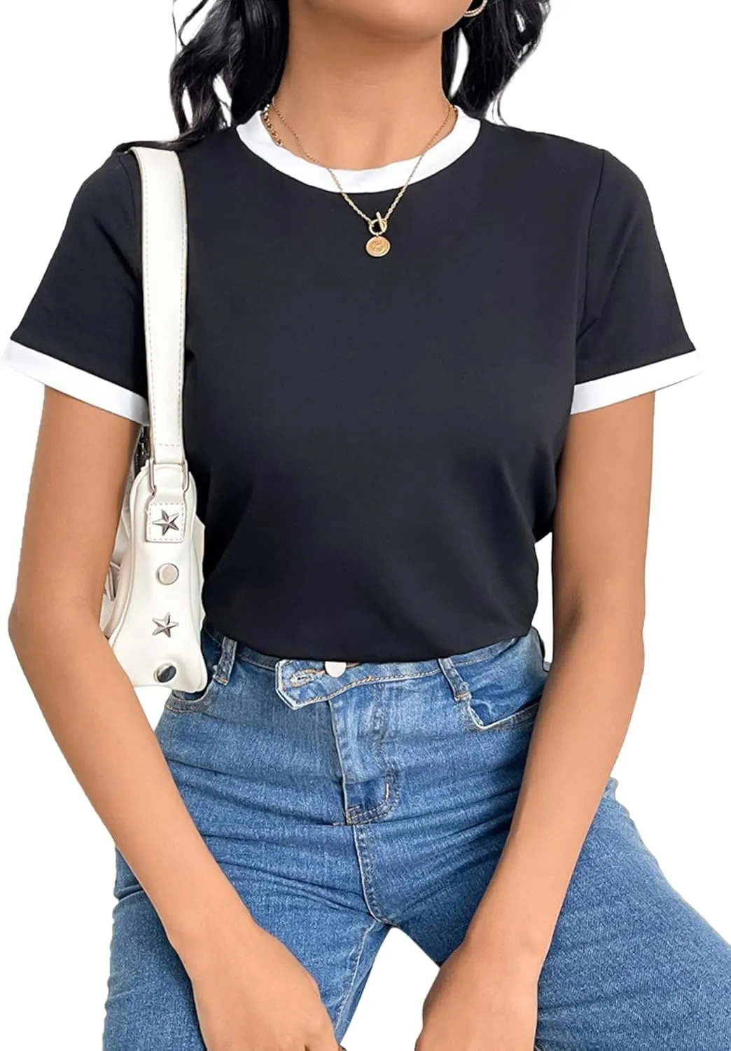 Avanova Womens Graphic Letter Print Short Sleeve T-Shirts Crewneck Casual Summer Cute Tees Tops