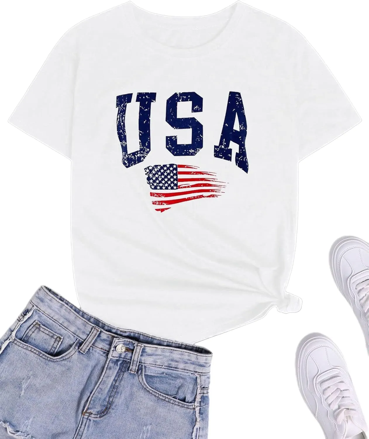 Avanova Womens Graphic Letter Print Short Sleeve T-Shirts Crewneck Casual Summer Cute Tees Tops