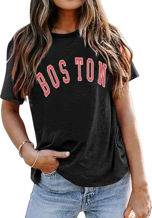 Avanova Womens Graphic Letter Print Short Sleeve T-Shirts Crewneck Casual Summer Cute Tees Tops