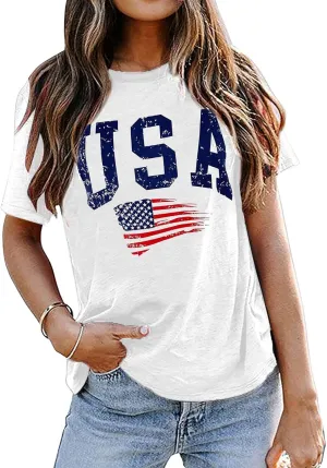 Avanova Womens Graphic Letter Print Short Sleeve T-Shirts Crewneck Casual Summer Cute Tees Tops