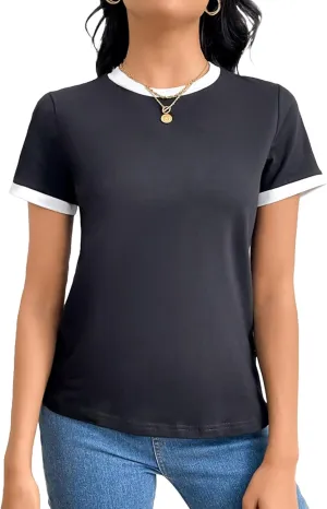 Avanova Womens Graphic Letter Print Short Sleeve T-Shirts Crewneck Casual Summer Cute Tees Tops