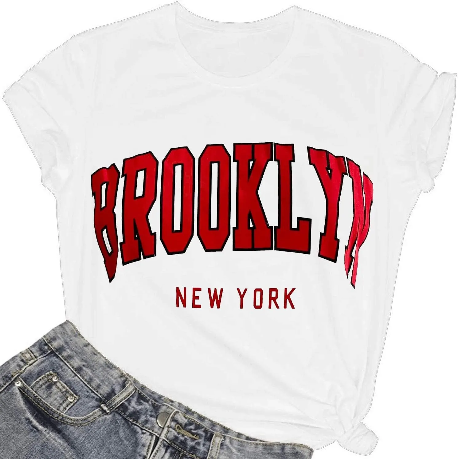 Avanova Womens Graphic Letter Print Short Sleeve T-Shirts Crewneck Casual Summer Cute Tees Tops