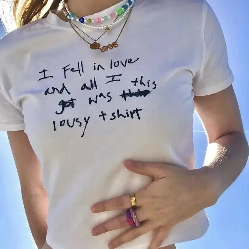 Baby Tees for Women Y2K Short Sleeve Graphic Crop Tops Grunge T-Shirts