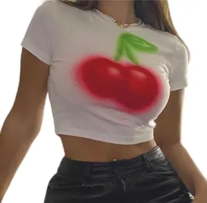 Baby Tees for Women Y2K Short Sleeve Graphic Crop Tops Grunge T-Shirts