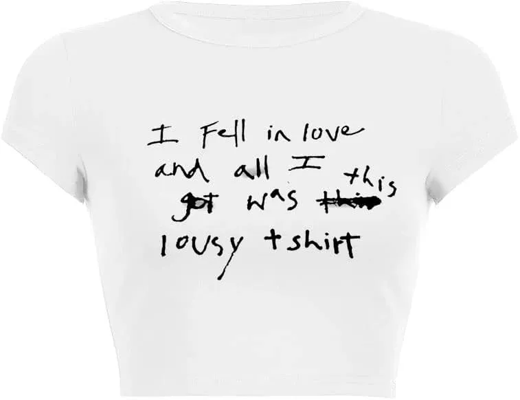 Baby Tees for Women Y2K Short Sleeve Graphic Crop Tops Grunge T-Shirts