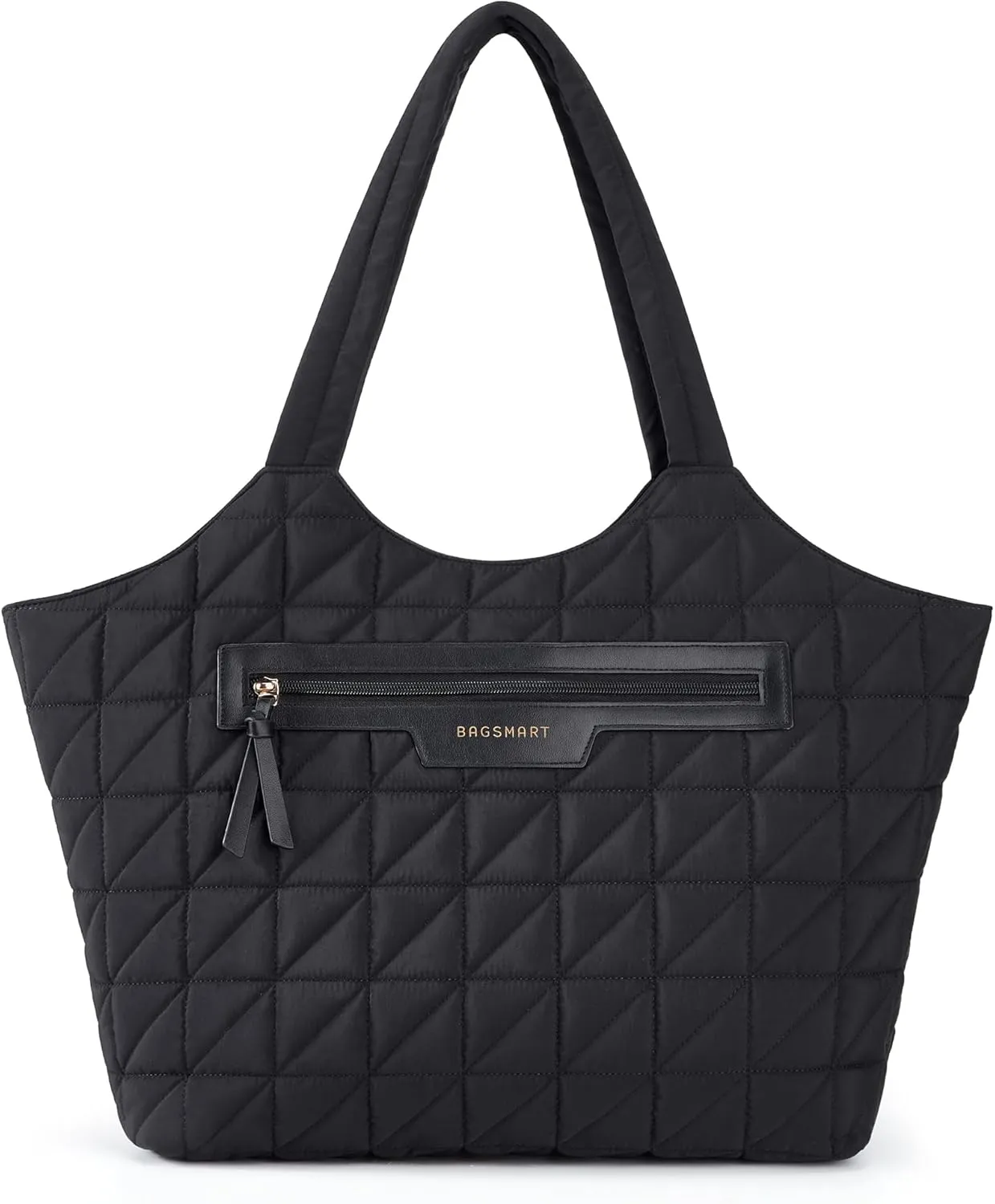 BAGSMART Tote Bag for Women, Lightweight Travel Purse with Zipper, Quilted Puffer Shoulder HandBags for Work