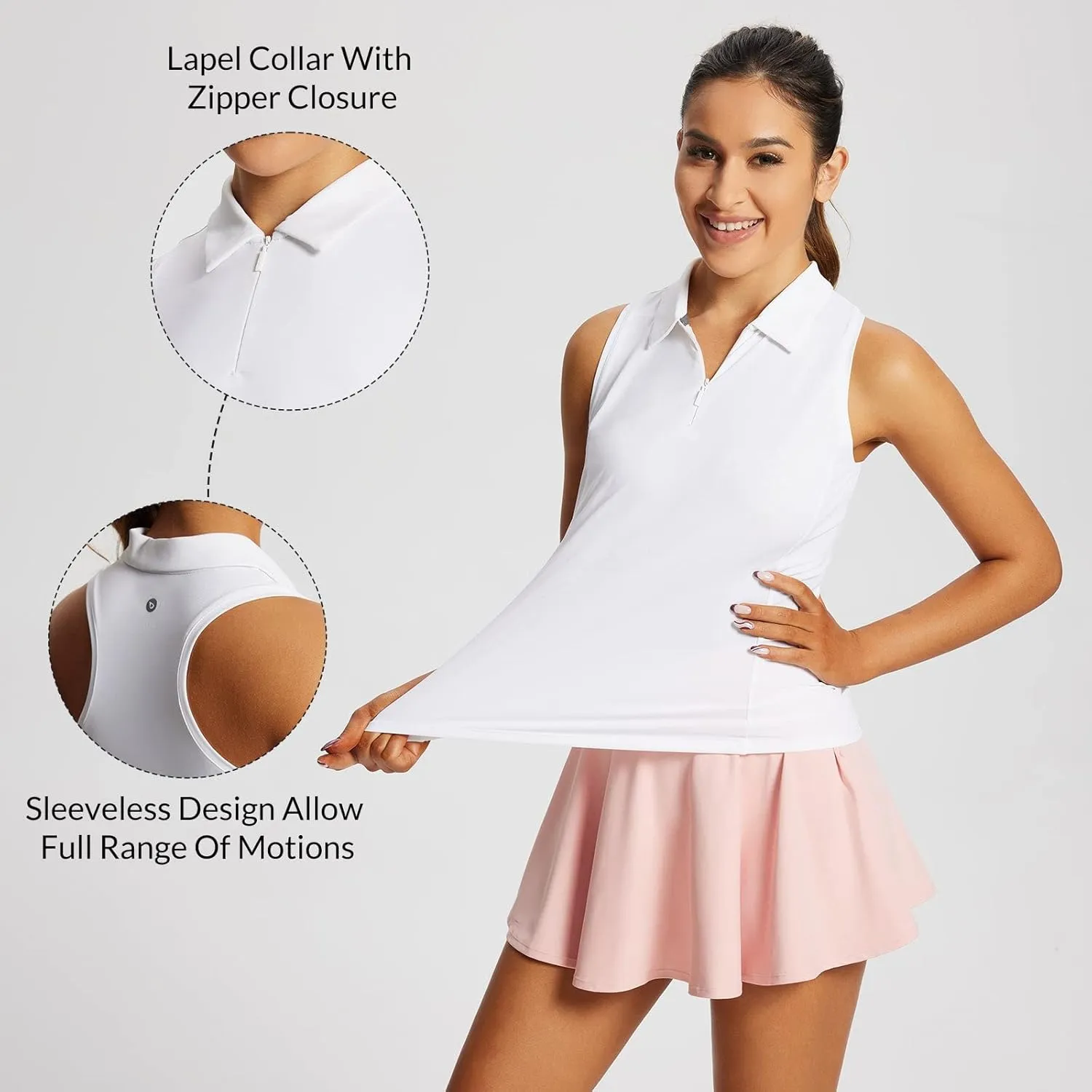 baleaf Women's Golf Shirts Tank Tops Sleeveless Tennis Polo Racerback with Collar Athletic Tanks Quick Dry
