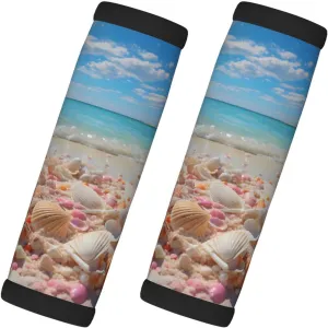Beach Seashell Luggage Handle Wraps 2 Pack for Suitcase Neoprene Luggage Indentifiers Soft Handle Covers for Travel Accessories