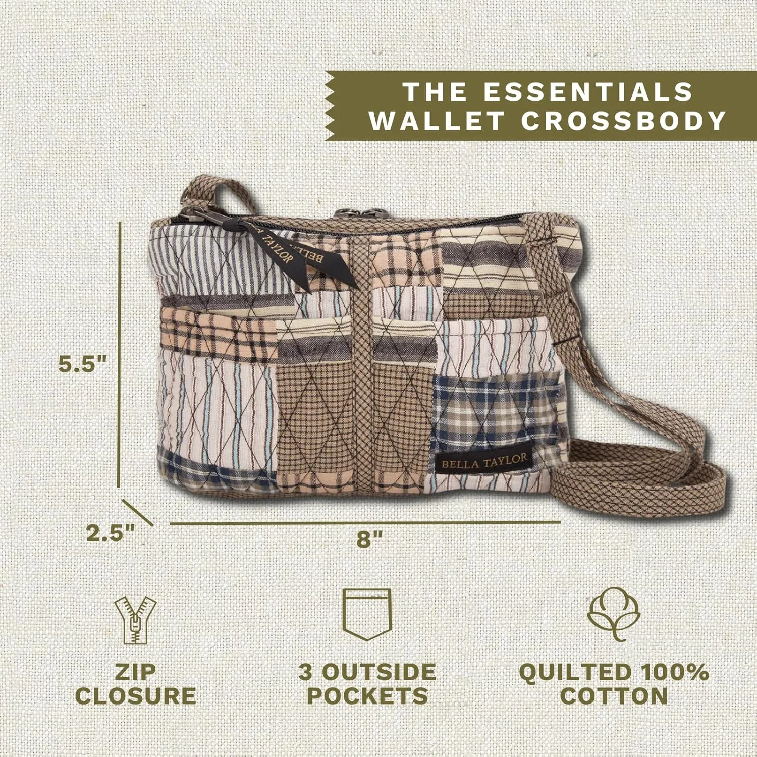 Bella Taylor Essentials Crossbody Purse with Built In Wallet