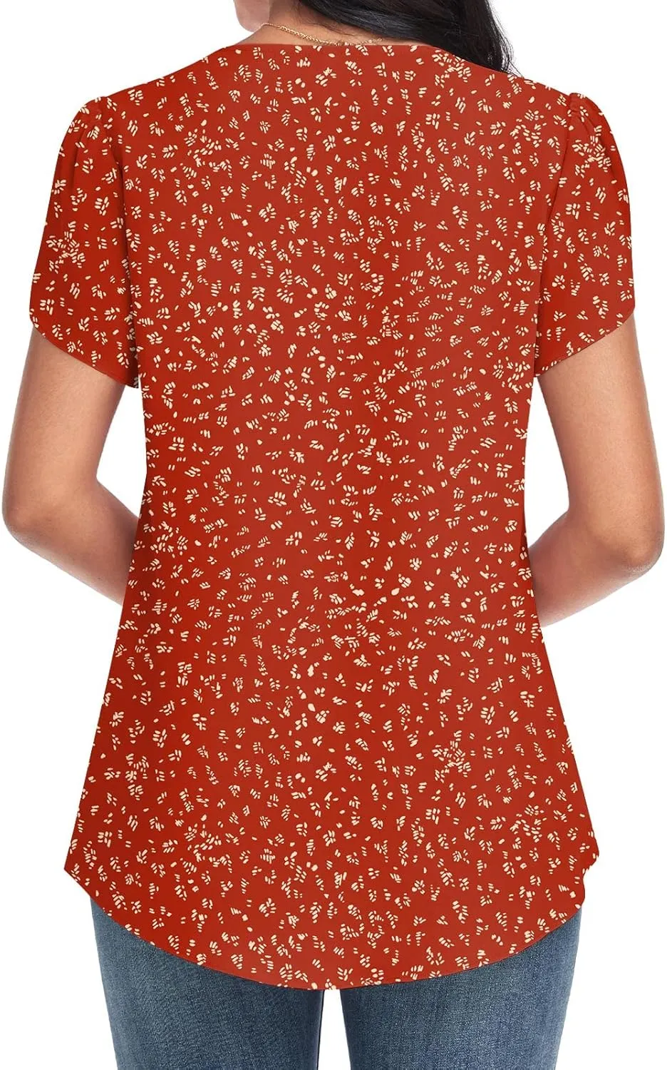 Bestbee Women's Dressy Chiffon Blouses V Neck Tops Tee 2025 Summer Shirts Petal Short Sleeve Casual T-Shirts