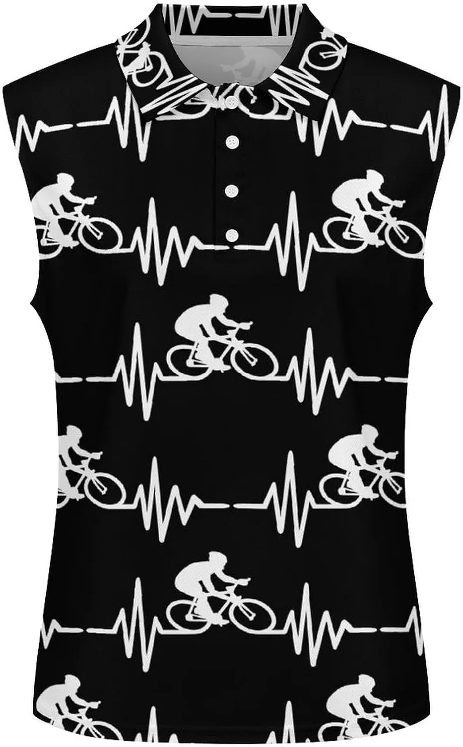 Bike Cycling Heartbeat Lifeline Women's Sleeveless Golf Polo Shirts Athletic Tank Tops