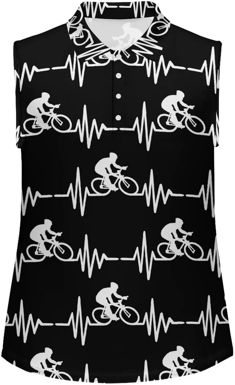 Bike Cycling Heartbeat Lifeline Women's Sleeveless Golf Polo Shirts Athletic Tank Tops