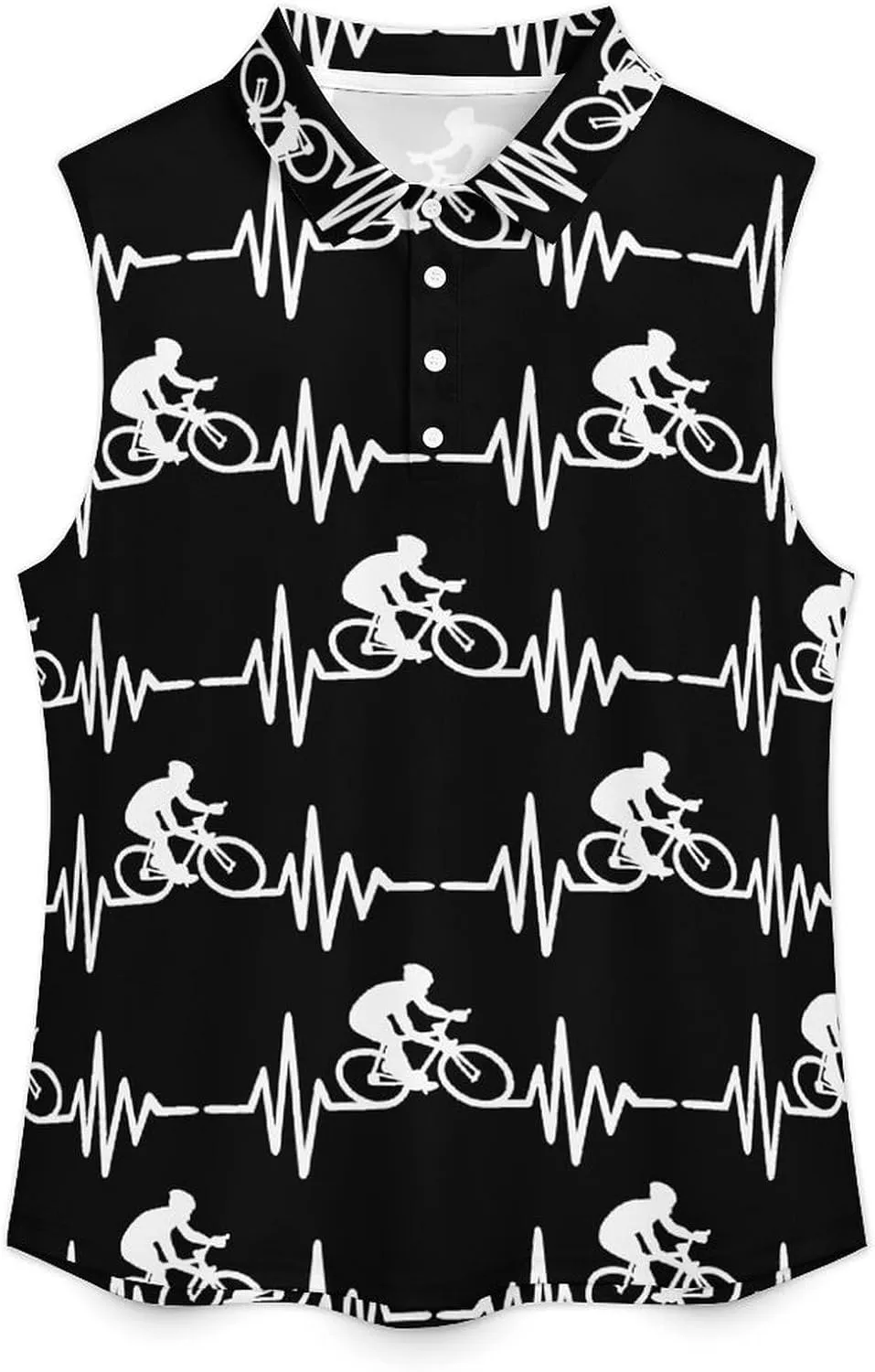 Bike Cycling Heartbeat Lifeline Women's Sleeveless Golf Polo Shirts Athletic Tank Tops