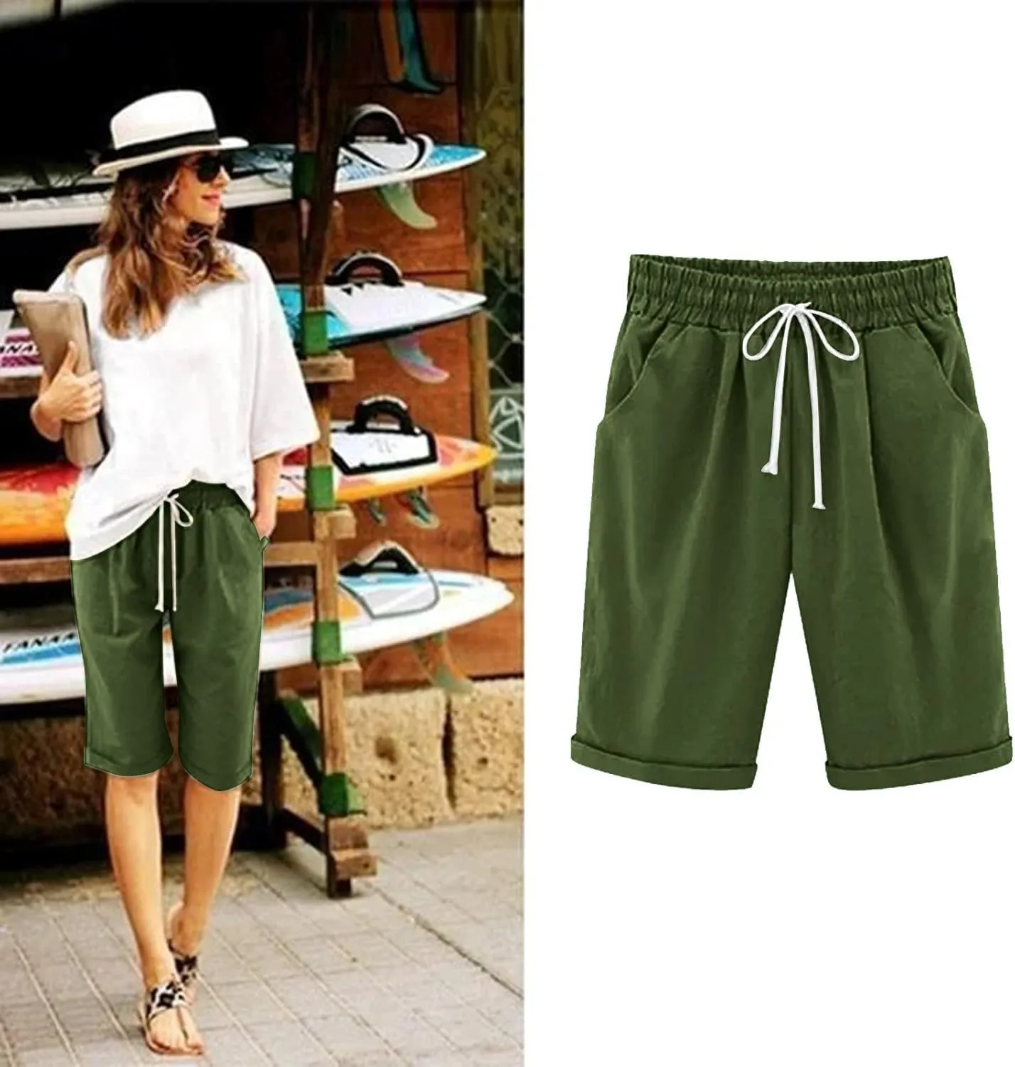 Biker Shorts Women with Pockets Pants Straight Leg Sports Casual Loose Shorts Biker Shorts Women with Pockets Plus