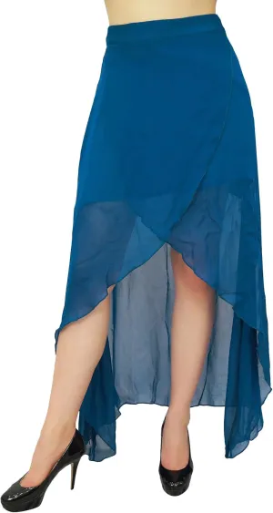 Bimba Solid Sexy Skirt For Women's Summer High Waist Asymmetric Skirt Casual Maxi Skirts