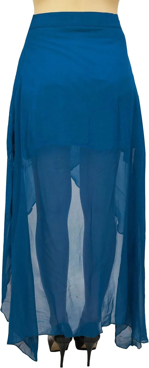 Bimba Solid Sexy Skirt For Women's Summer High Waist Asymmetric Skirt Casual Maxi Skirts