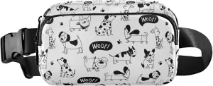 Black and White Dogs Women Fanny Pack Waterproof Hip Bag Belt Pouch Hiking Waist Purse for Women
