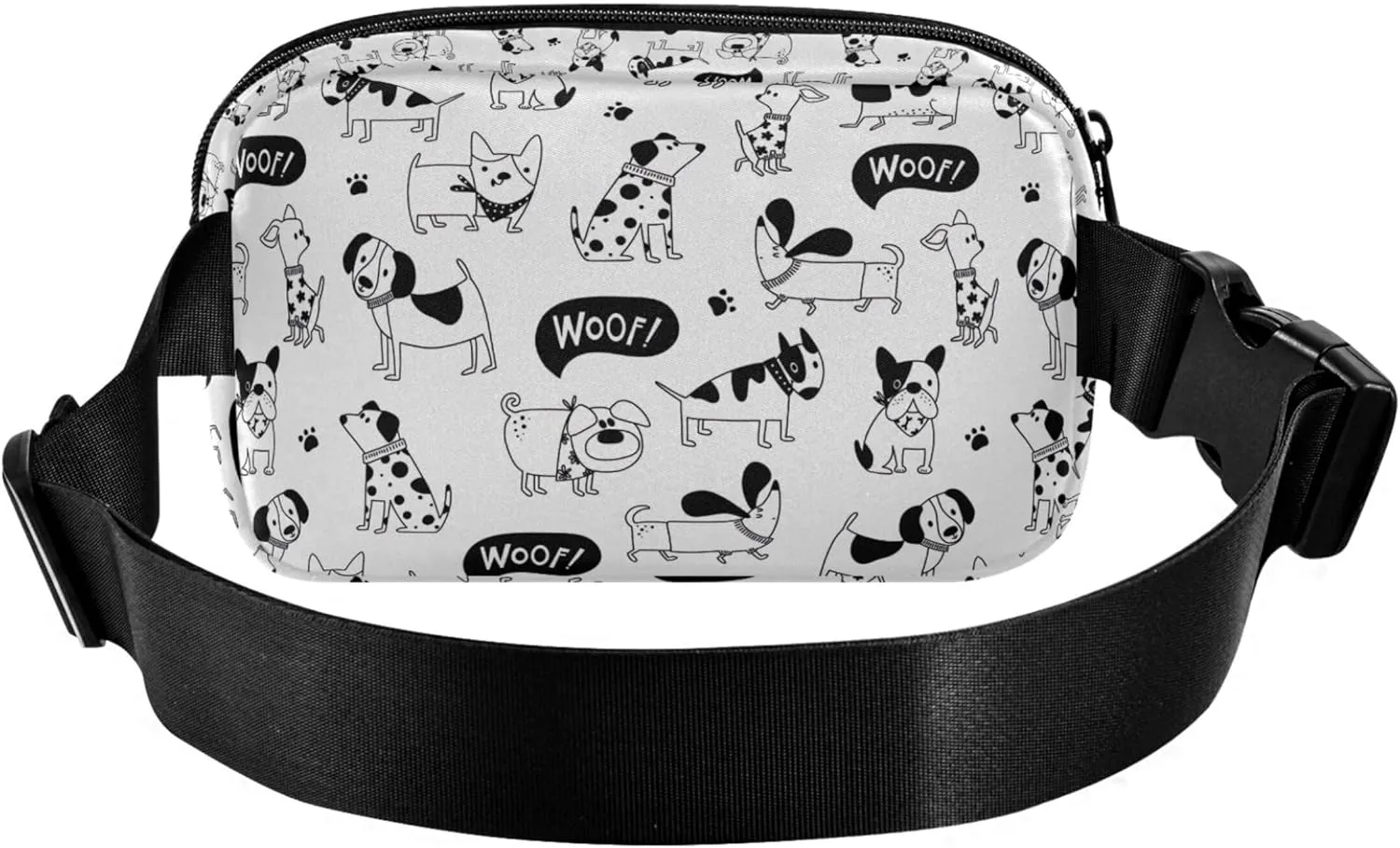 Black and White Dogs Women Fanny Pack Waterproof Hip Bag Belt Pouch Hiking Waist Purse for Women