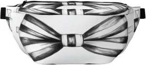 Black And White Striped Bow Tie Fanny Pack For Women Man, Waist Belt Bag Crossbody For Sports Travel Hiking Running Jogging