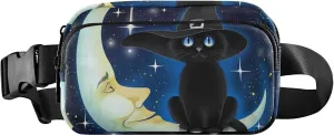 Black Witch Cat Moon Women Fanny Packs Trendy Hip Pouch Belt Bag Waterproof Waist Pouch for Women