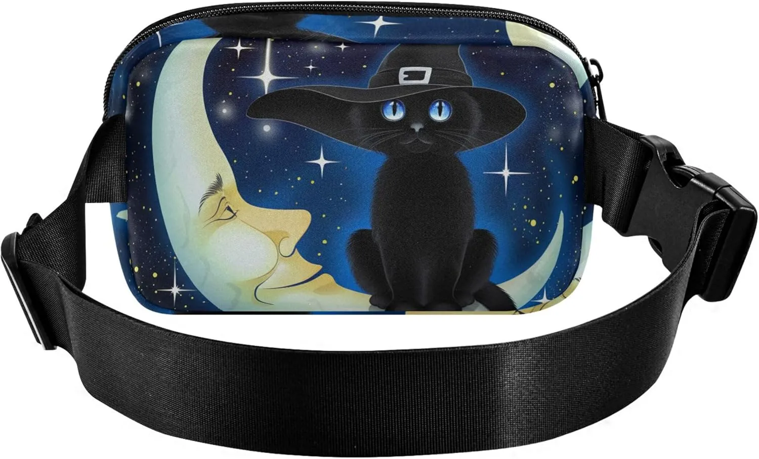 Black Witch Cat Moon Women Fanny Packs Trendy Hip Pouch Belt Bag Waterproof Waist Pouch for Women