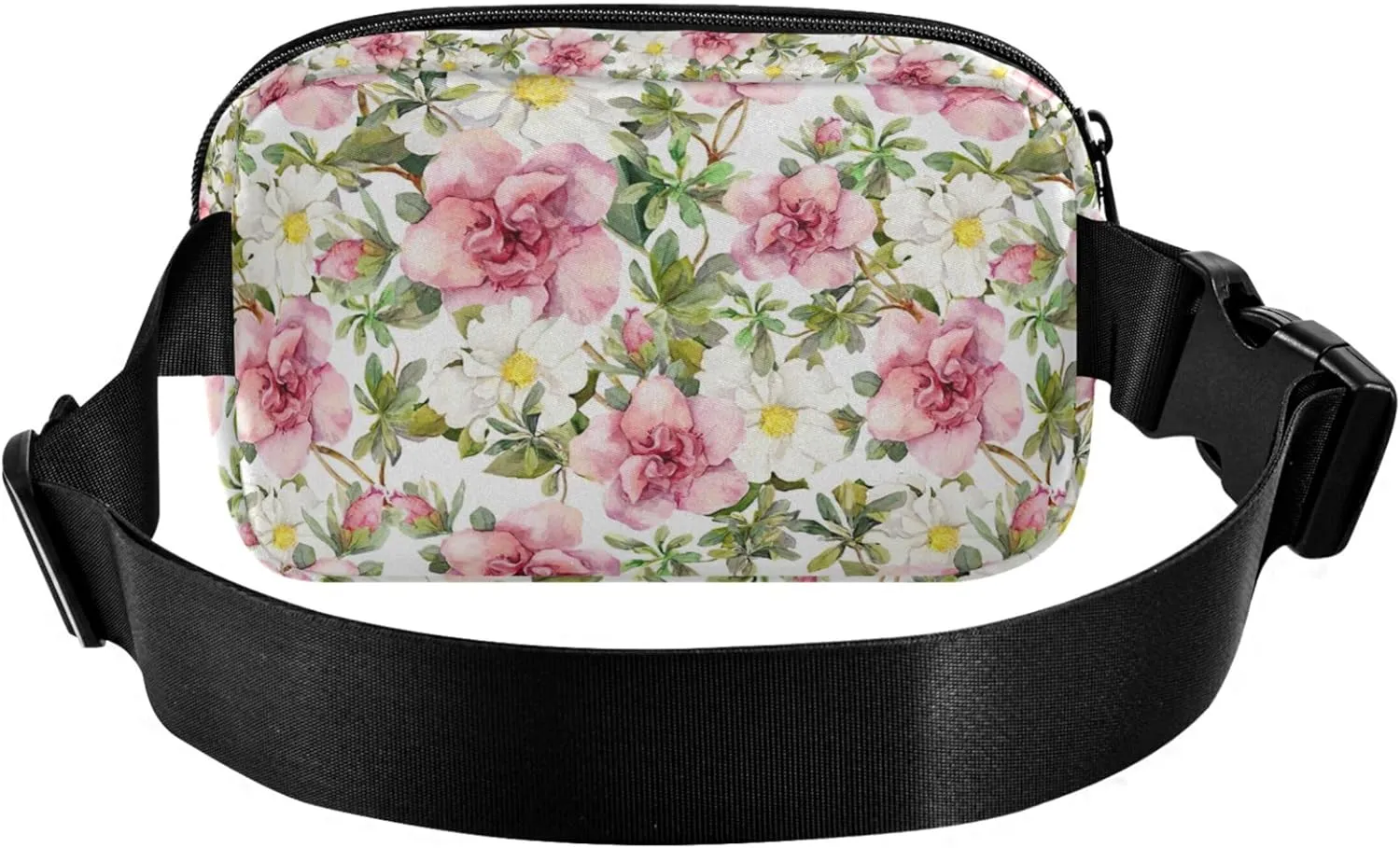 Blooming Pink Flowers Women Fanny Pack Waterproof Large Hip Belt Bag Pattern Travel Waist Pack for Men