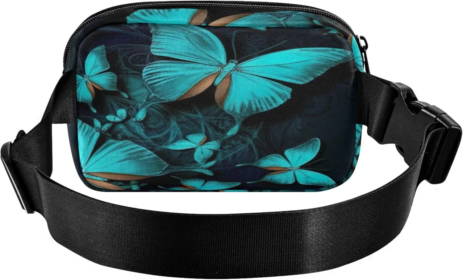 Blue Butterflies Fanny Pack for Women Funky Large Hip Belt Bag Waterproof Waist Pouch for Women