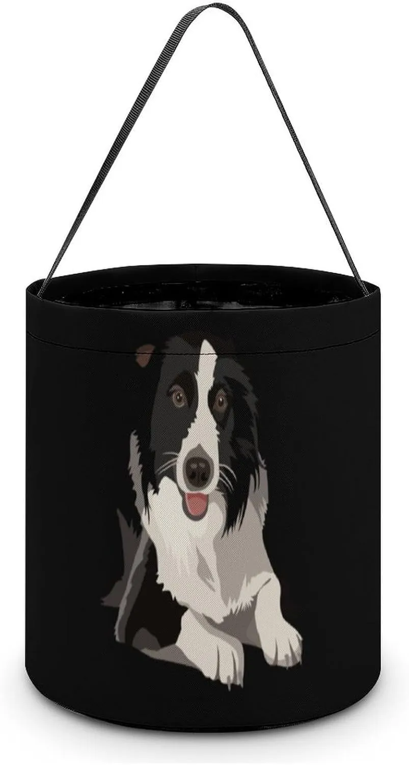 Border Collie Funny Easter Egg Bags Trick-o-r-Treat Tote Bag Reusable Bucket Storage Basket Handbag Party Novelty