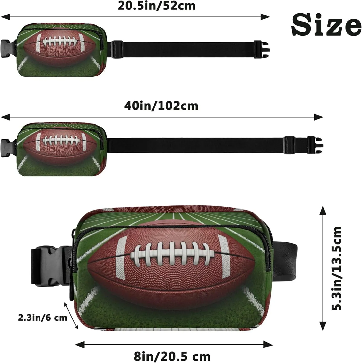Brown Football Field Print Fanny Packs Women Bright Colored Everywhere Belt Bag Waterproof Crossbody Waist Purse