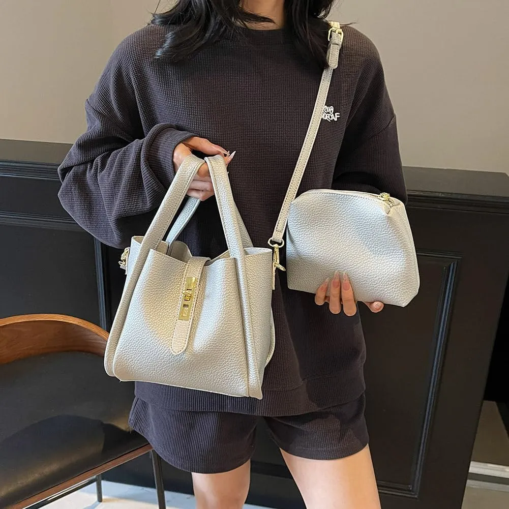 Bucket Bags for Women Vegan Leather Tote Bag Small Handbag Top Handle Bag Trendy Stachel Bag Crossbody Purse