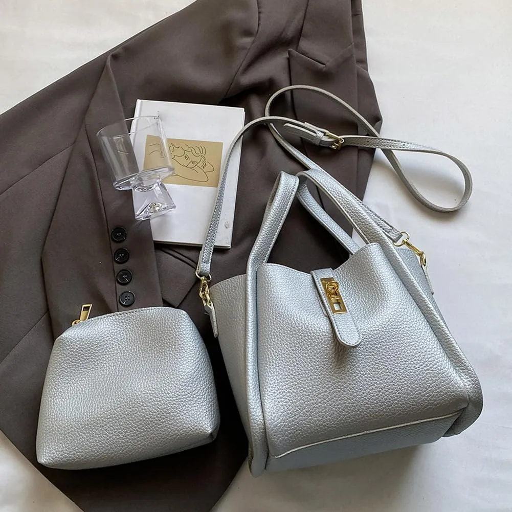 Bucket Bags for Women Vegan Leather Tote Bag Small Handbag Top Handle Bag Trendy Stachel Bag Crossbody Purse
