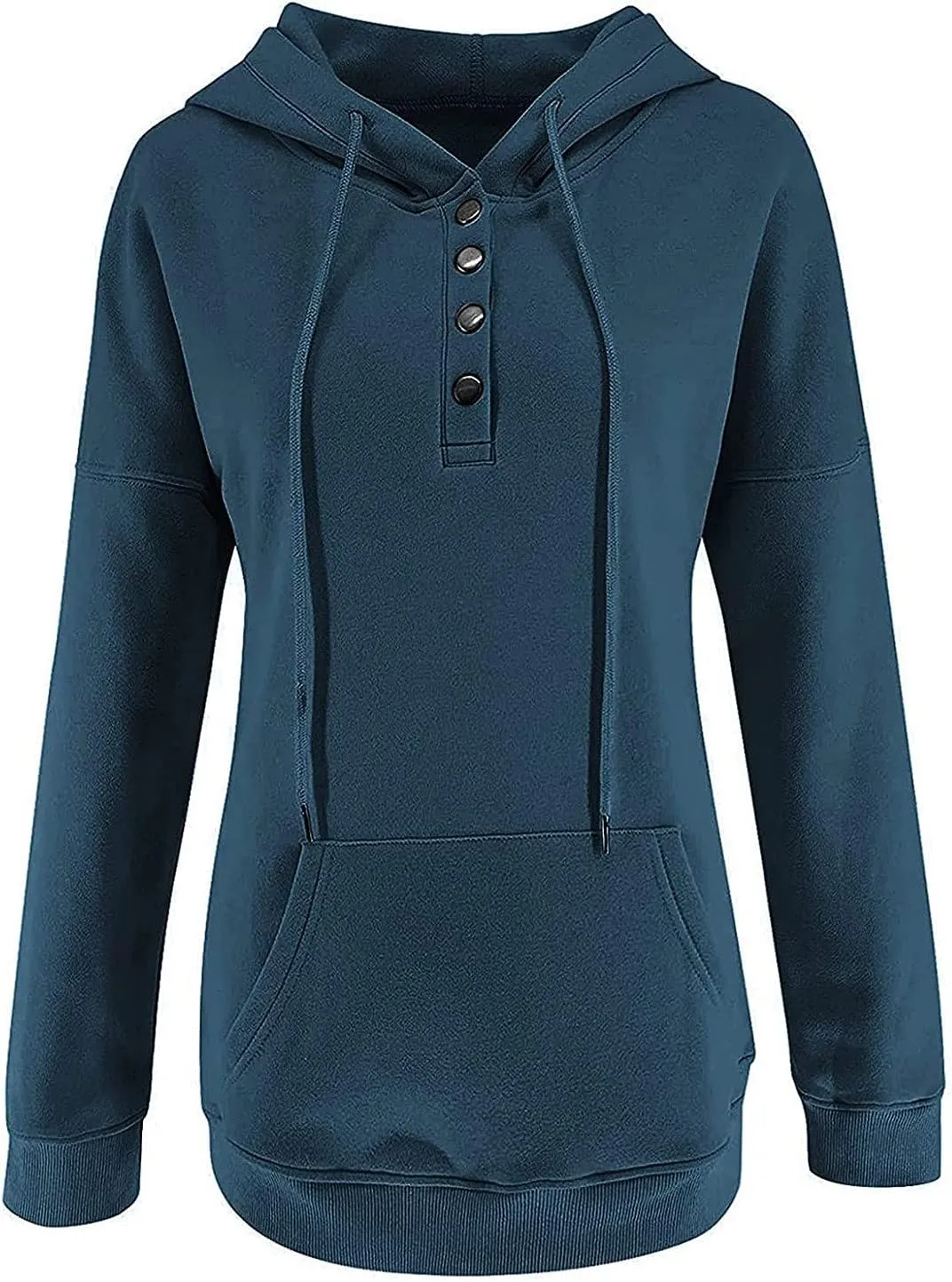 Button Hoodie Tops Dressy Casual Hoodies for Women Long Sleeve Pockets Sweatshirts Fashion 2025 Fall Clothes