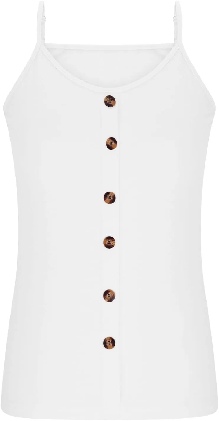 Cami Tank Tops for Women Swing Flowy Spaghetti Strap Tanks Button Down Sleeveless Trending T-Shirts Blouses Tees