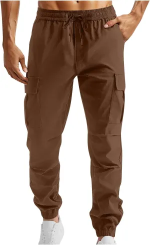 Cargo Pants for Men Relaxed Fit Stretch Workout Joggers Chino Outdoor Hiking Pants Lightweight Drawstring Sweatpants