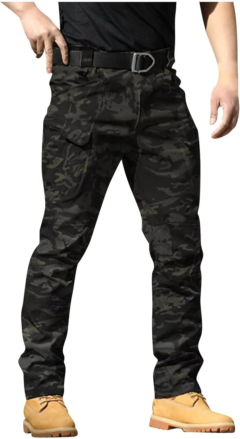 Cargo Pants for Men Stretch Tactical Pants Multi Pockets Hiking Pant Water Resistant Ripstop Relaxed Fit Trousers