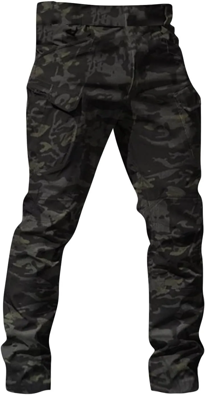 Cargo Pants for Men Stretch Tactical Pants Multi Pockets Hiking Pant Water Resistant Ripstop Relaxed Fit Trousers
