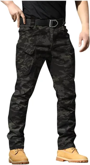 Cargo Pants for Men Stretch Tactical Pants Multi Pockets Hiking Pant Water Resistant Ripstop Relaxed Fit Trousers