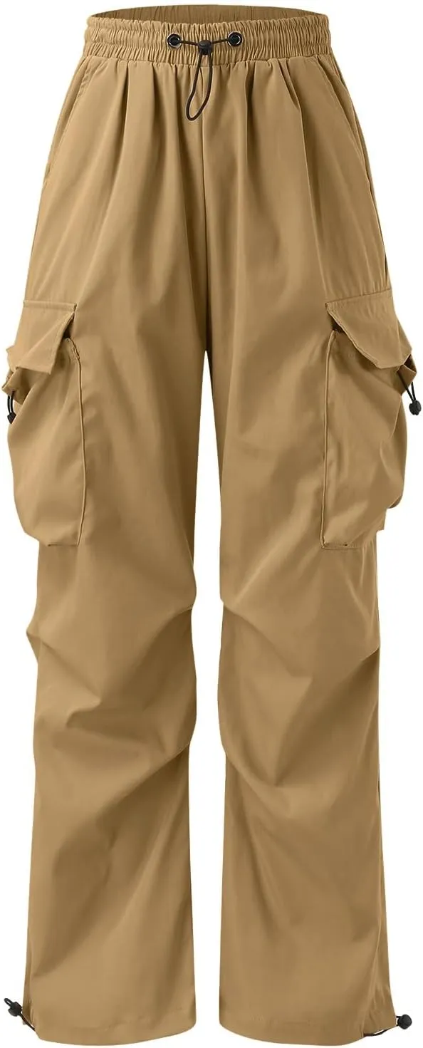 Cargo Pants Men Lightweight Casual Joggers Drawstring Elastic Waist Combat Pant with Pockets