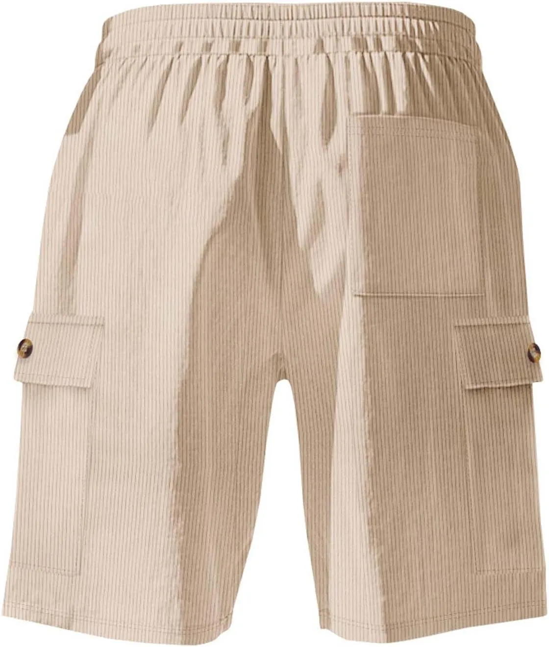Cargo Shorts for Men Elastic Waist Drawstring 9 Inch Inseam Corduroy Shorts Beach Board Lounge Hippie Vacation Outfit