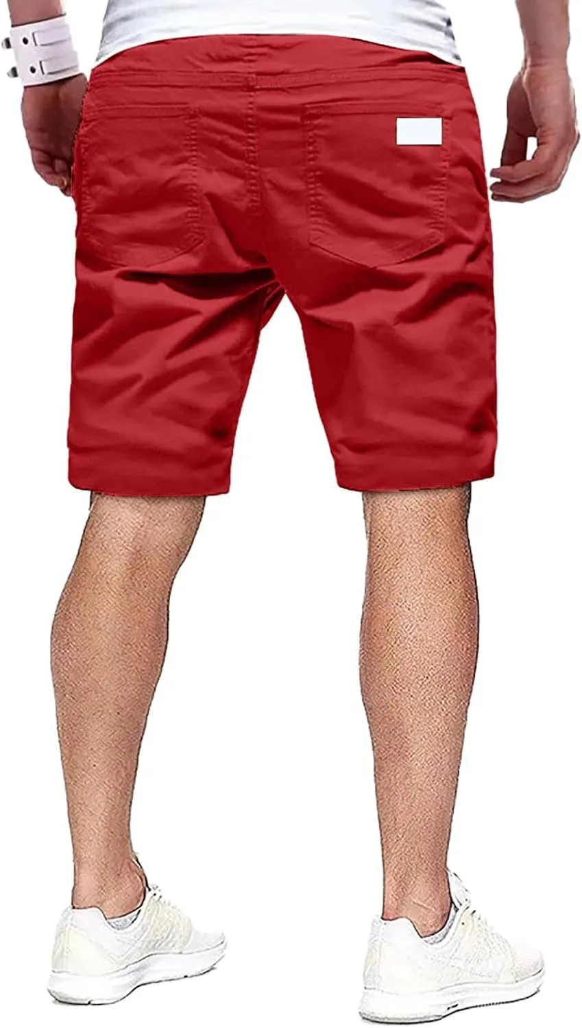 Cargo Shorts for Men, Mens Casual Shorts Cotton Drawstring Summer Beach Stretch Twill Chino Athletic Golf Gym Shorts