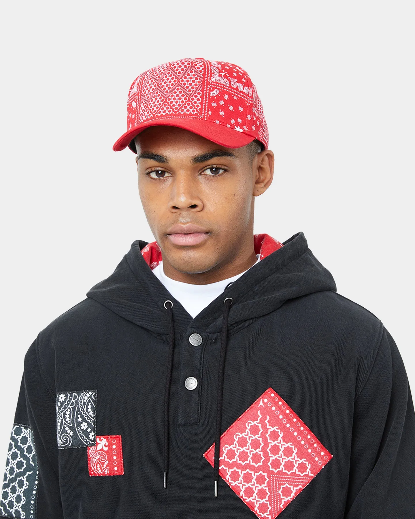 Carre Bandana Ultra Patchwork Hoodie Washed Black