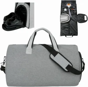 Carry On Travel Duffels, Convertible Garment Suit Bag with Side Shoe Compartment for Men & Women (Grey)