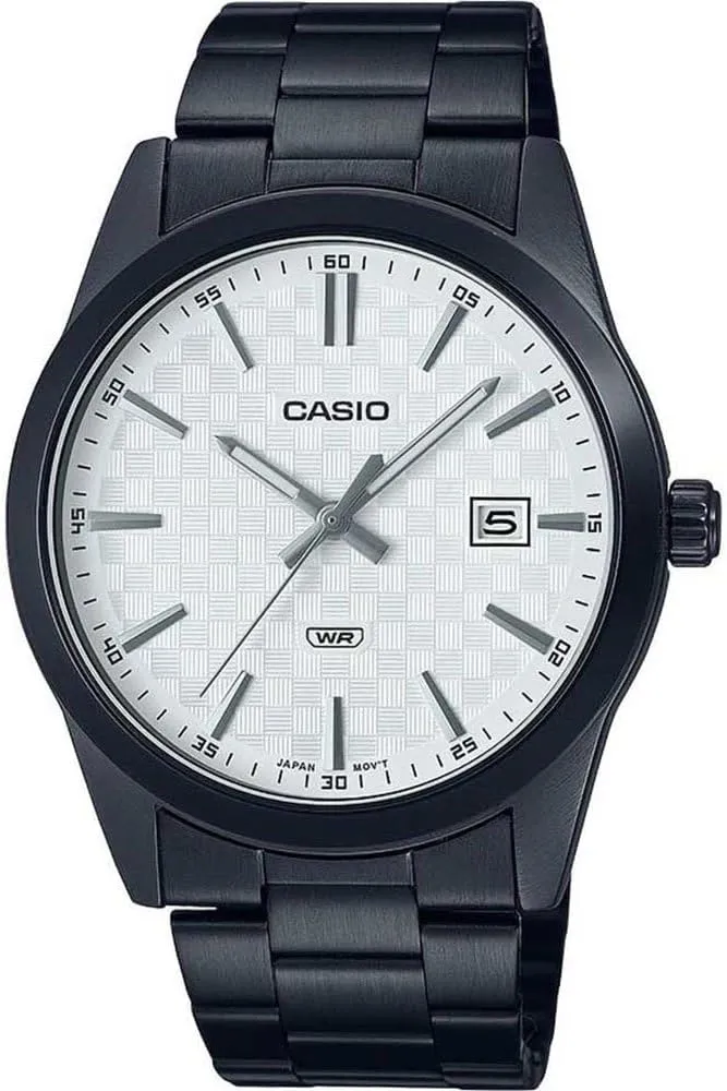 Casio MTP-VD03B-7A Men's Standard Black IP Stanless Steel White Dial 3-Hand Analog Watch