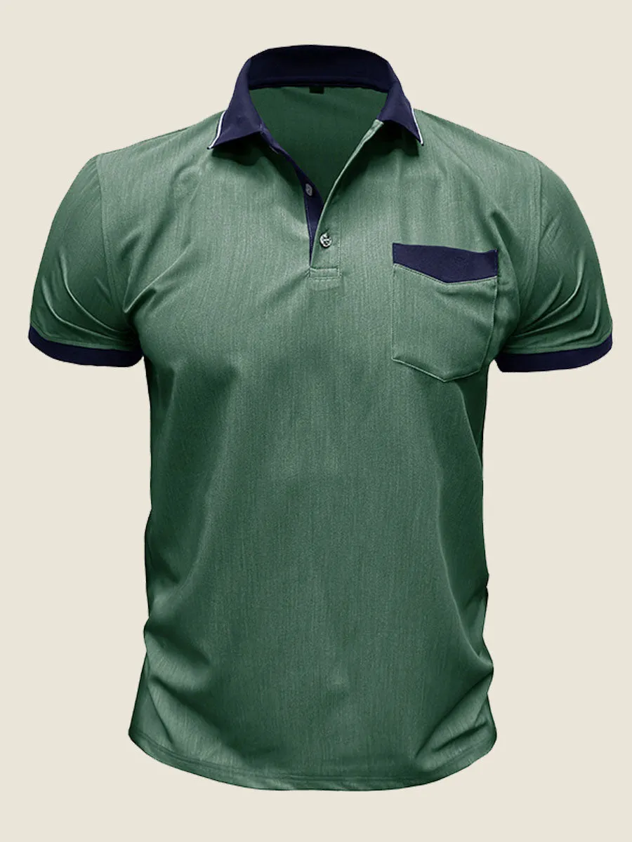 Casual Contrast Collar Polo Tee