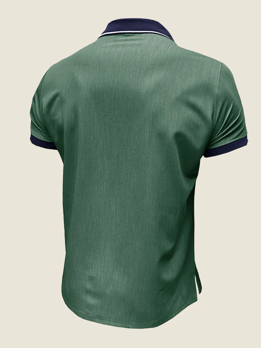 Casual Contrast Collar Polo Tee