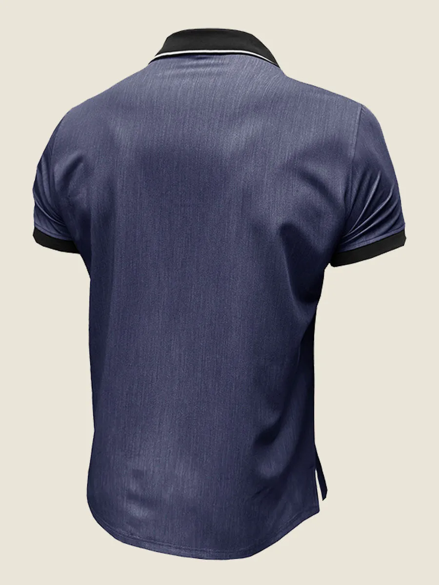 Casual Contrast Collar Polo Tee
