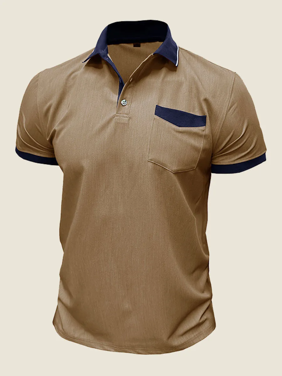 Casual Contrast Collar Polo Tee